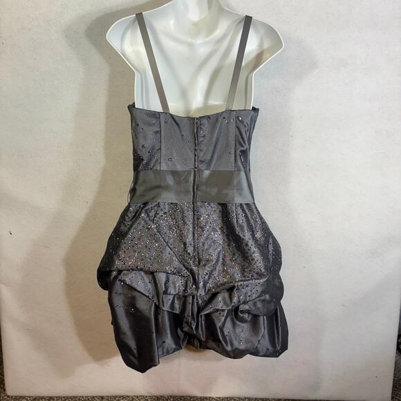 Jessica McClintock Sz 11 Gray Party Bubble Dress Tulle Shiny Strapless Gunne Sax - Picture 2 of 7